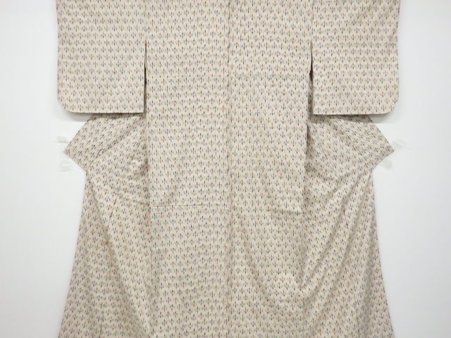 アンティーク　絣柄織り出し手織り紬着物